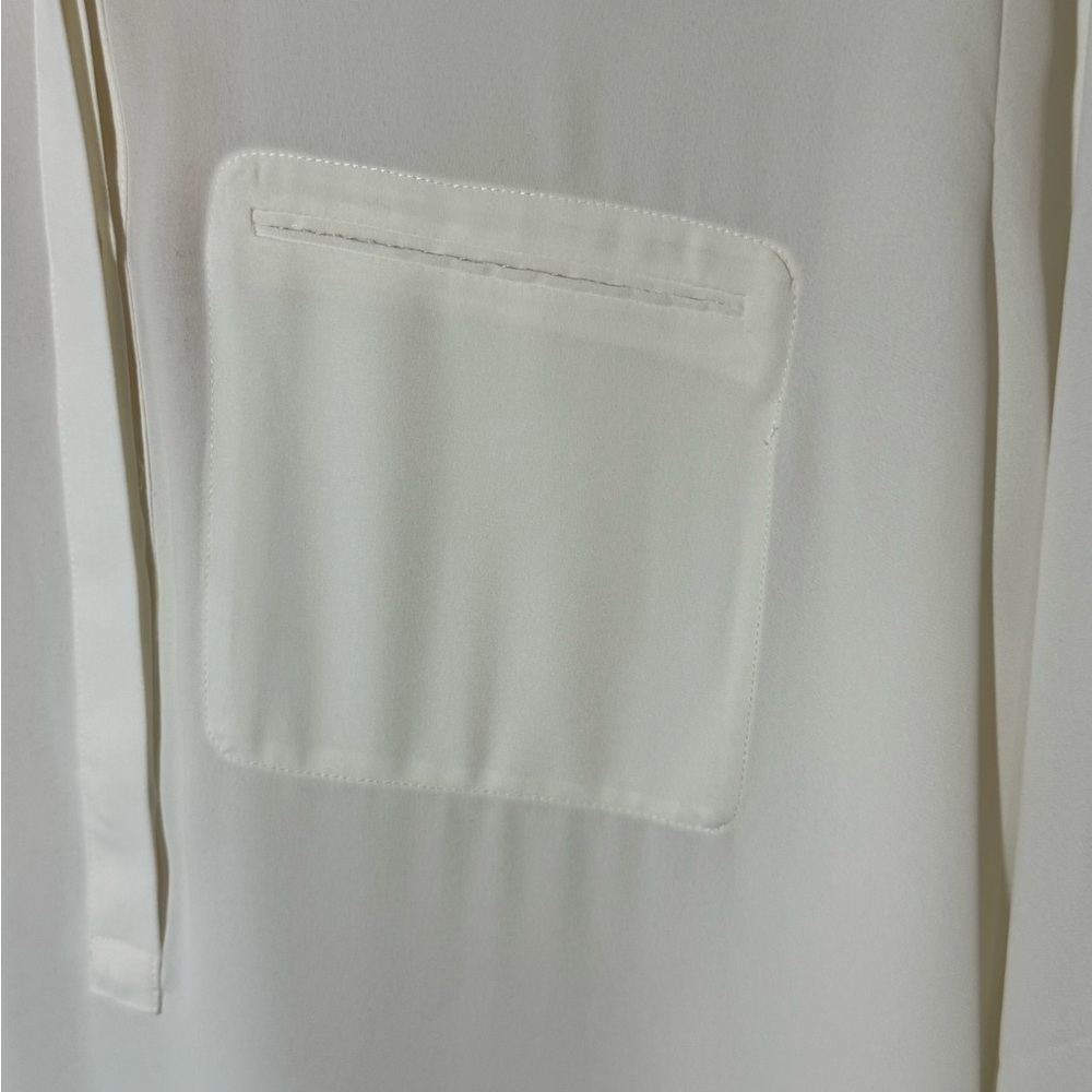 NYDJ White 3/4 Sleeve Relaxed Blouse with Mandarin Collar - Picture 4 of 9